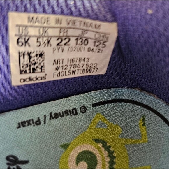 Adidas x Disney Monsters Inc. Mike Wazowski Sneakers Kids Size 6 Blue Fuzzy - Picture 10 of 12